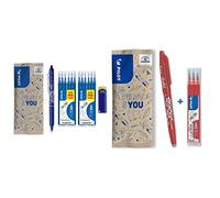 Pilot Frixion Clicker, Penna A Sfera Cancellabile 12 Ricariche Cancellino Frixion, Colore: Blu & Penna A Sfera Cancellabile E Mine Di Ricambio, Rosso