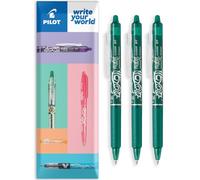 PILOT FriXion Clicker - Penna a sfera cancellabile, punta retrattile, punta retrattile da 0,7 mm, spessore tratto 0,35 mm, in confezione regalo, confezione da 3, inchiostro verde