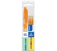 Pilot Frixion FR7 - Penna a sfera cancellabile a calore/attrito, tratto medio, punta da 0,7 mm, confezione da 1 penna + 3 ricariche (arancione)