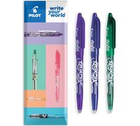 Pilot Frixion FR7 - Penna a sfera cancellabile a calore/attrito, tratto medio, punta da 0,7 mm, confezione da 3, inchiostro blu, verde e viola