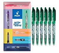 PILOT Frixion FR7 - Penna a sfera cancellabile a calore/attrito, tratto medio, punta da 0,7 mm, in confezione regalo, confezione da 6, colore: verde