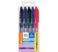 Pilot Frixion FR7 - Penna roller cancellabile a calore/frizione, punta media, 0,7 mm, confezione da 5 pezzi, colore: nero, blu, rosso, verde e viola