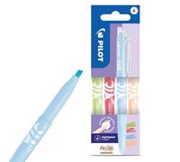 Pilot FriXion Light Evidenziatori cancellabili naturali, confezione da 4 colori: azzurro, verde, arancione e rosa, inchiostro termosensibile, senza sbavature, flusso liscio, punta a scalpello da 4 mm,