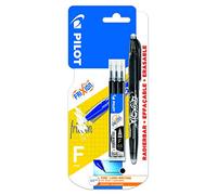 PILOT Frixion - Penna roller cancellabile, punta fine da 0,5 mm, colore: nero, con 3 ricariche