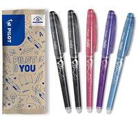 PILOT Frixion Point - Penna a sfera cancellabile, confezione da 5 pezzi, colori: nero, rosa, azzurro, viola