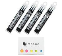 Pilot Frixion - Ricarica per penna a sfera da 0,5 mm, inchiostro nero, cancellabile, confezione da 3 pezzi (totale 12 ricarice) e nota adesiva originale "monoc"