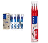 Pilot Frixion Ricarica per penna roller, 0,7 mm, 12 pezzi blu, 4 SET 3 PZ & BLS-FR7-R-S3 Refill per Penna a Sfera Frixion Ball, 0.7 mm, Confezione da 3, Rosso
