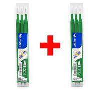 Pilot Frixion - Ricariche medie - Pennino da 0,7 mm, 2 confezioni - 6 ricariche - inchiostro verde