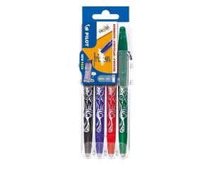 Pilot Frixion Rollerball 0.7mm Set to Go Pack of 4- Black/Blue/Red/Green Noir, R