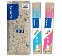 Pilot FriXion, Set 2x3 Ricariche per Penna Cancellabile Ball e Ball Clicker, Colore Rosa e Azzurro, Punta Media