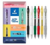 Pilot G-2 - Penna a sfera retrattile, punta da 0,7 mm, confezione da 6 pezzi, colori natalizi