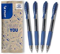 Pilot G-2, Penna Roller a Inchiostro Gel, a Scatto e Ricaricabile, Penna Ecologica In Plastica Riciclata Confezione da 4, Colore Blu