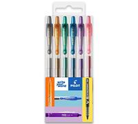 PILOT G-2 - Penne a sfera retrattili con inchiostro gel, punta da 0,7 mm, confezione da 6, tonalità metallizzate