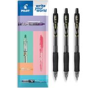 Pilot G-2 - Set di 3 penne a sfera retrattili con inchiostro gel, punta da 0,7 mm, colore: nero