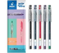 PILOT G-Tec C4 - Penna a sfera con inchiostro gel, punta da 0,4 mm, linea da 0,2 mm, confezione da 5, colori: nero, blu, rosso, verde e viola - Confezione regalo in busta