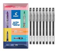 PILOT G-Tec C4 - Penna a sfera con inchiostro gel, punta da 0,4 mm, tratto da 0,2 mm, confezione da 8 pezzi, in confezione regalo, colore: nero