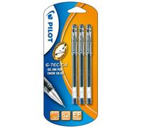 PILOT G - Tec C4 - Penna a sfera con punta in gel, 0,4 mm, confezione da 3, colore: Blu