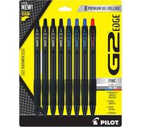 PILOT, G2 Edge, penne a sfera in gel di alta qualità, colore nero, blu e rosso, esperienza di scrittura sensoriale, scatola da 8 carati, punta fine 0,7 mm