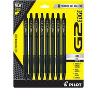 Pilot G2 Edge Premium Gel Roller Pens Fine Point 0.7 mm Black Pack of 8