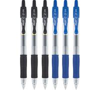 Pilot G2 pens retractable Gel Roller ballpoint Extra Fine 05 pt Black & Blue Bundle (6)