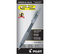 Pilot G2 Premium Gel Roller Pens Fine Point 0.7 mm Gray Pack of 12