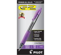 Pilot G2 Premium Gel Roller Pens Fine Point 0.7 mm Purple Pack of 12