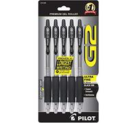 Pilot G2 Retractable Premium gel Ink roller Ball Pens, ultra fine Point, 5-pack, nero Ink (31306)