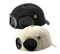 Pilot Goggles Baseball cap,Aviator Hat with Goggles Baseball cap,Vintage oggles Hat Attached Sunglasses