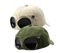 Pilot Goggles Baseball cap,Aviator Hat with Goggles Baseball cap,Vintage oggles Hat Attached Sunglasses