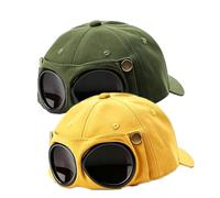 Pilot Goggles Baseball cap,Aviator Hat with Goggles Baseball cap,Vintage oggles Hat Attached Sunglasses