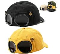 Pilot Goggles Baseball cap, Korean Style Hat | Canvas streetwear cap with attached goggle design, vintage style accessory for travel, outdoor and daily wear