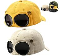 Pilot Goggles Baseball cap, Korean Style Hat | Canvas streetwear cap with attached goggle design, vintage style accessory for travel, outdoor and daily wear