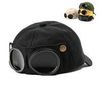 Pilot Goggles Baseball cap, Korean Style Hat | Canvas streetwear cap with attached goggle design, vintage style accessory for travel, outdoor and daily wear
