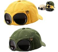 Pilot Goggles Baseball cap, Korean Style Hat | Canvas streetwear cap with attached goggle design, vintage style accessory for travel, outdoor and daily wear