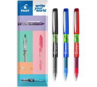 Pilot Greenball Liquido Inchiostro Penna a Sfera 0.7mm Punta Nero, Blu, Rosso