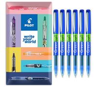 Pilot GreenBall - Penna a sfera a inchiostro liquido, gamma Begreen, riciclata all'89%, confezione da 6, punta media da 0,7 mm, ideale per scrittura, scuola, casa, revisione, ufficio, colore: blu
