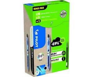 Pilot Greenpack B2P Eco Gel, 0.7mm, Black, 10 Pens and 10 Refills, (WLT556190)