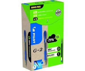 Pilot Greenpack G-2 Gel, 0.7mm, Blue, 12 Pens and 12 Refills, WLT556183