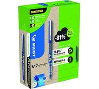 Pilot Greenpack V7 Eco, 0,7 mm, blu, 10 penne e 30 ricariche