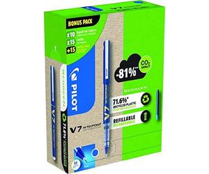 Pilot Greenpack V7 Eco, 0,7 mm, blu, 10 penne e 30 ricariche