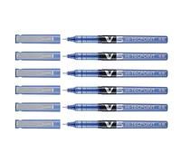 PILOT Hi-Tecpoint V5 - Set di 6 penne roller a inchiostro liquido Pte sottile, colore: Blu