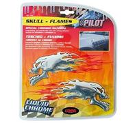 Pilot INT Auto 1153775 Emblema 3D Skull Flames, Cromato, 14cm x 6cm, Confezioni da 2