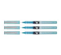 PILOT-Lotto di 3 penne roller Hi-Tecpoint V5, con inchiostro liquido, punta Fine, colore: turchese