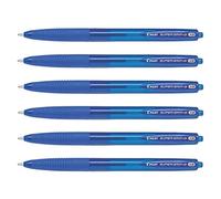 PILOT Lotto di 6 penne a sfera retraibile SUPER GRIP G con punta extra grande, colore: Blu
