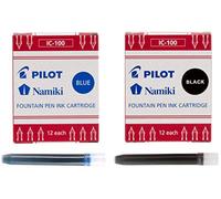 PILOT Namiki IC100 - Cartuccia d'inchiostro per penna stilografica, confezione da 24, colore: Nero/Blu