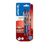 Pilot Naruto Shipudden - 3 penne a sfera a scatto FriXion, nero, blu, rosso, cancellabili, edizione limitata, penne a sfera retrattili, punta media