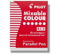 Pilot Parallel Mixable Color Ink Refills for Calligraphy Pens Red 6-Pack (77307)