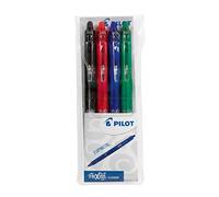 Pilot Pen 2270S4 - Penna roller Frixion Ball Clicker cancellabile, 0,7 mm, confezione da 4 pezzi, nero/rosso/blu/verde