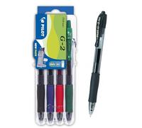 Pilot Pen 2605S4E - Penna a gel G2, set da 4, nero, rosso, blu e verde