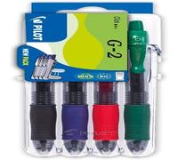Pilot Pen 2605S4E - Penna a gel G2, set da 4, nero, rosso, blu e verde
